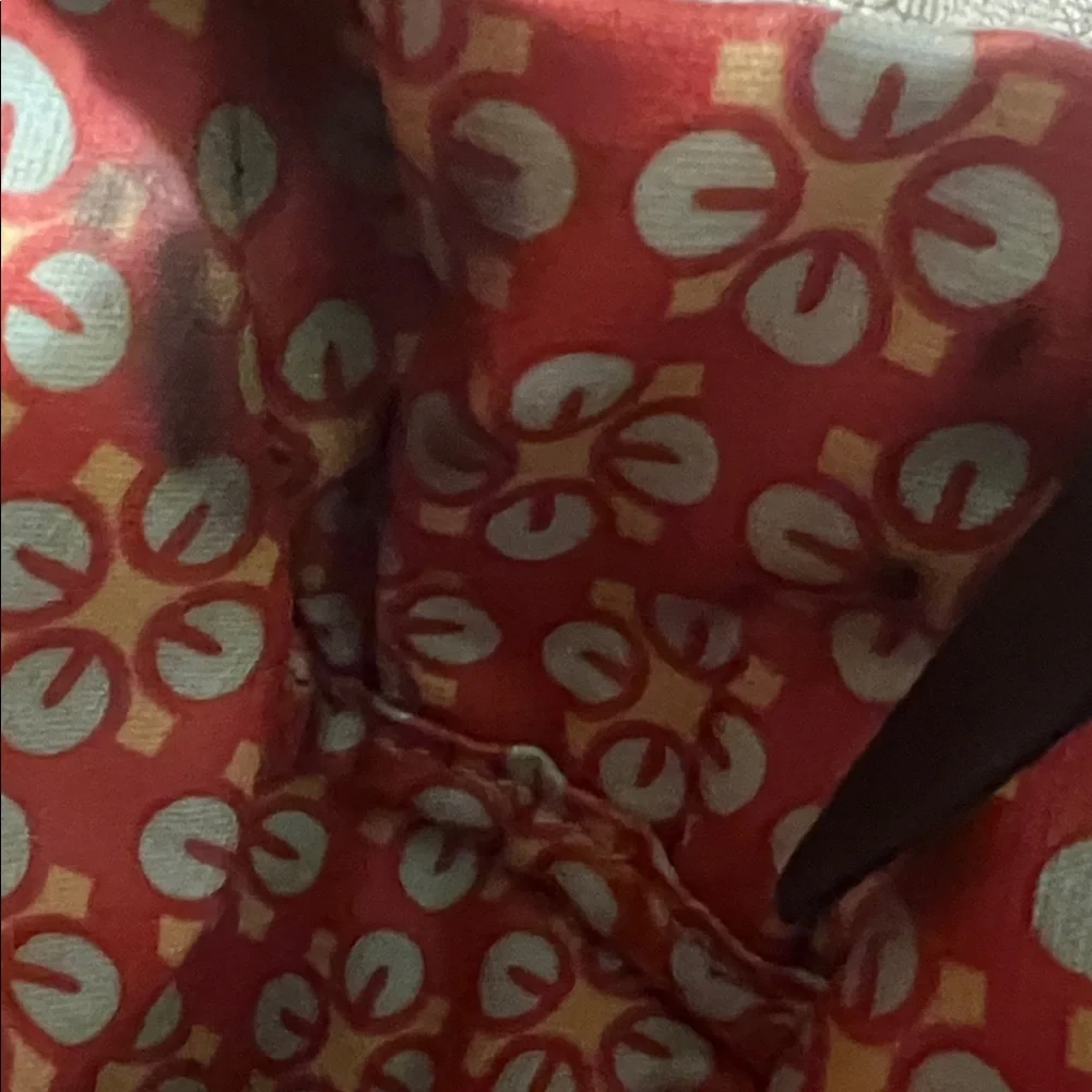 Fossil Floral Canvas Satchel Tan and Red Cosmetic Bag Duo New